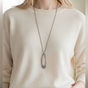 Silpada Sterling Silver Oblong Oval Filigree Scroll Heart Necklace 18"